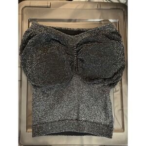 Free People Sparkle Knit Off Shoulder Tube Top Black Metallic Size XS